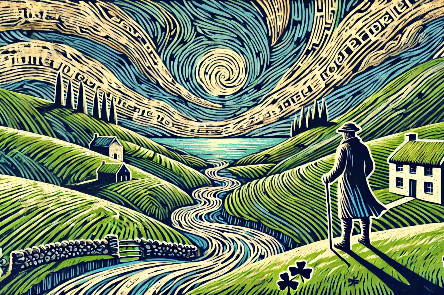 A visual representation of what it feels like to try reading Finnegans Wake.